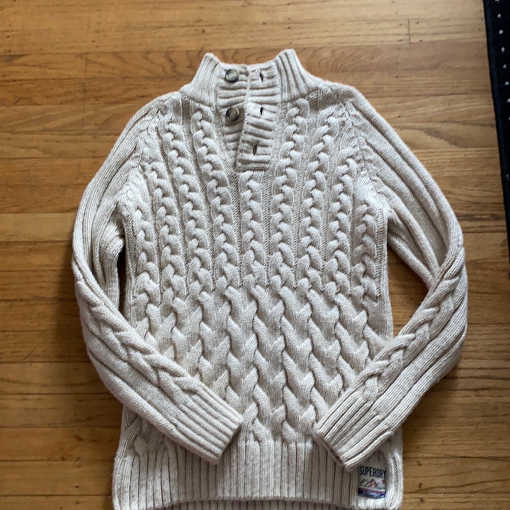 Tan SuperDry button sweater